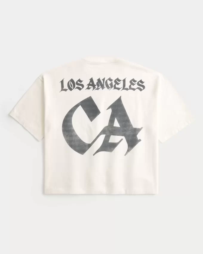 Heavyweight Baggy Crop Los Angeles Graphic Football T-Shirt