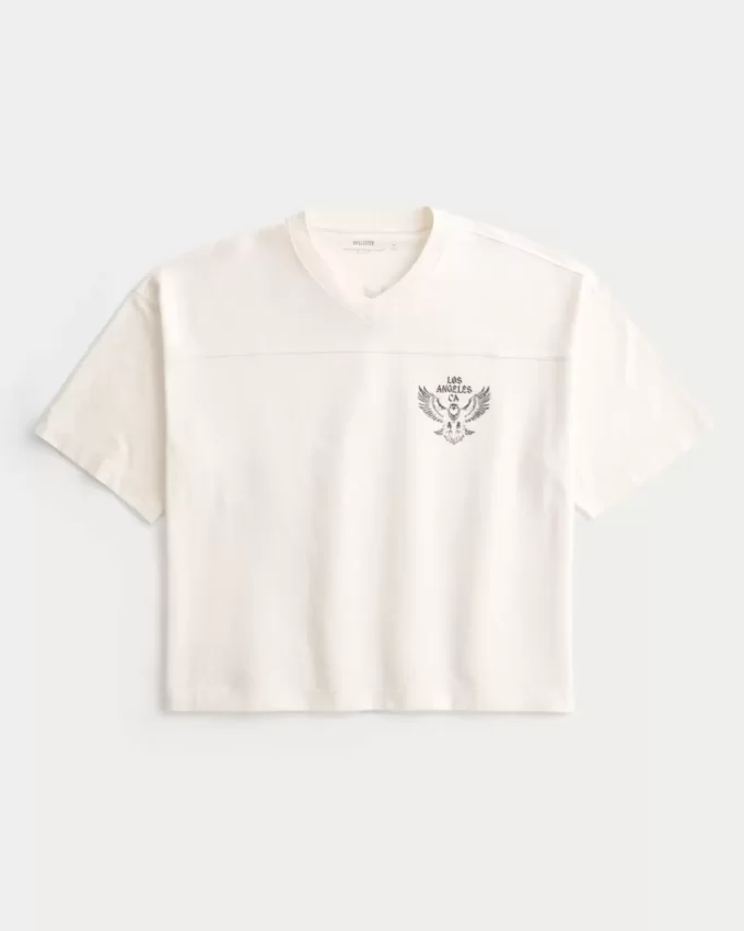 Heavyweight Baggy Crop Los Angeles Graphic Football T-Shirt