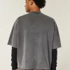 Heavyweight Baggy Crop Varsity Graphic Football Tee