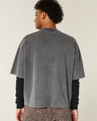 Heavyweight Baggy Crop Varsity Graphic Football Tee
