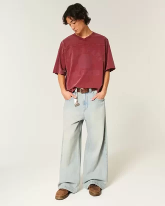 Heavyweight Baggy Crop Varsity Graphic Football Tee