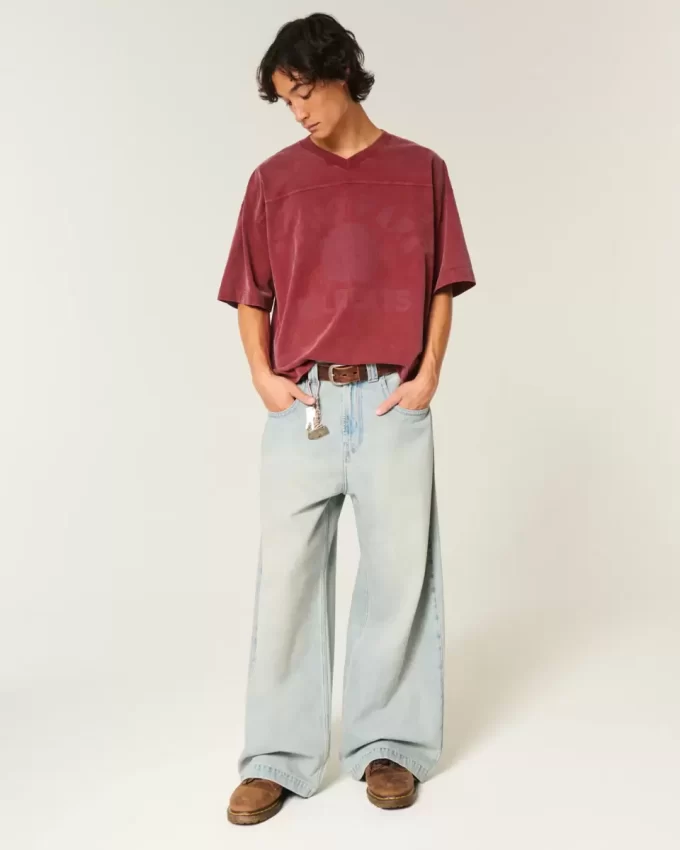 Heavyweight Baggy Crop Varsity Graphic Football Tee