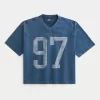 Heavyweight Baggy Crop Varsity Graphic Football Tee
