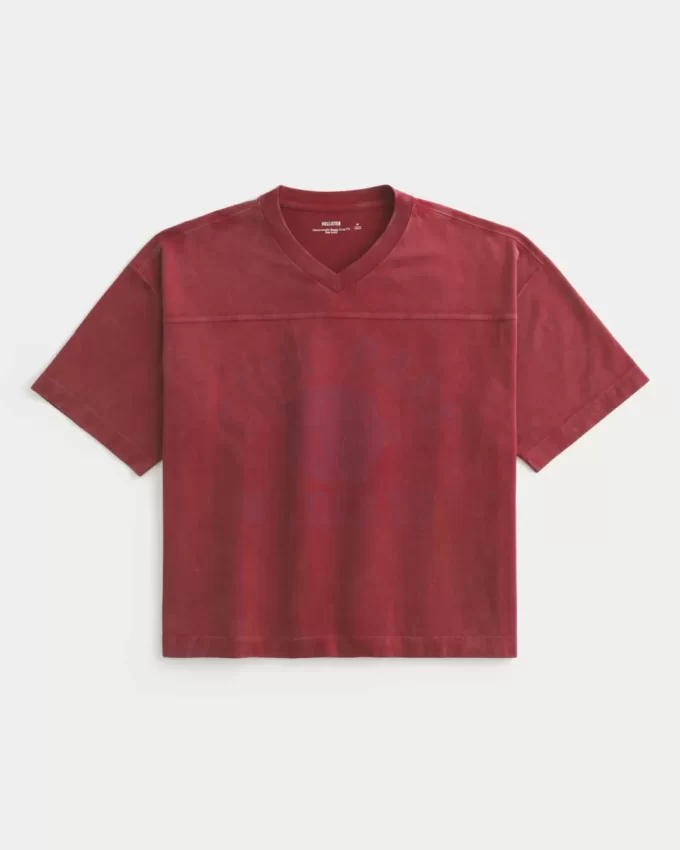 Heavyweight Baggy Crop Varsity Graphic Football Tee