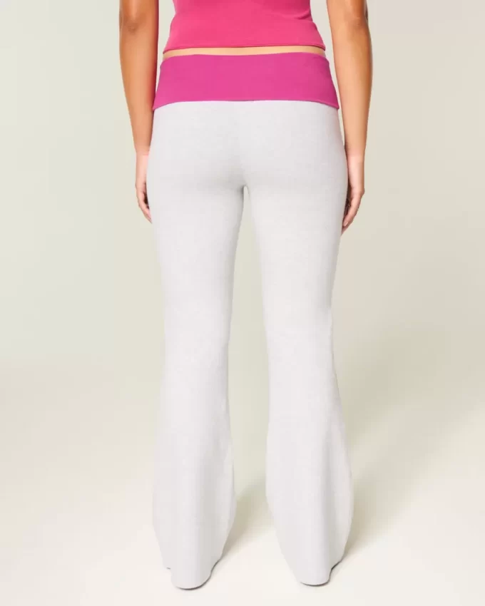 Hibiscus Graphic Foldover Waist Flare Pants