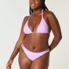 High-Leg Embroidered Stitch Strappy Cheekiest Bikini Bottom