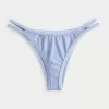 High-Leg Embroidered Stitch Strappy Cheekiest Bikini Bottom