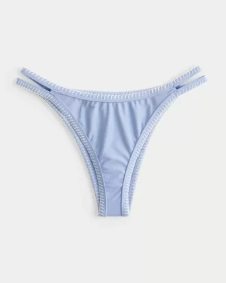 High-Leg Embroidered Stitch Strappy Cheekiest Bikini Bottom