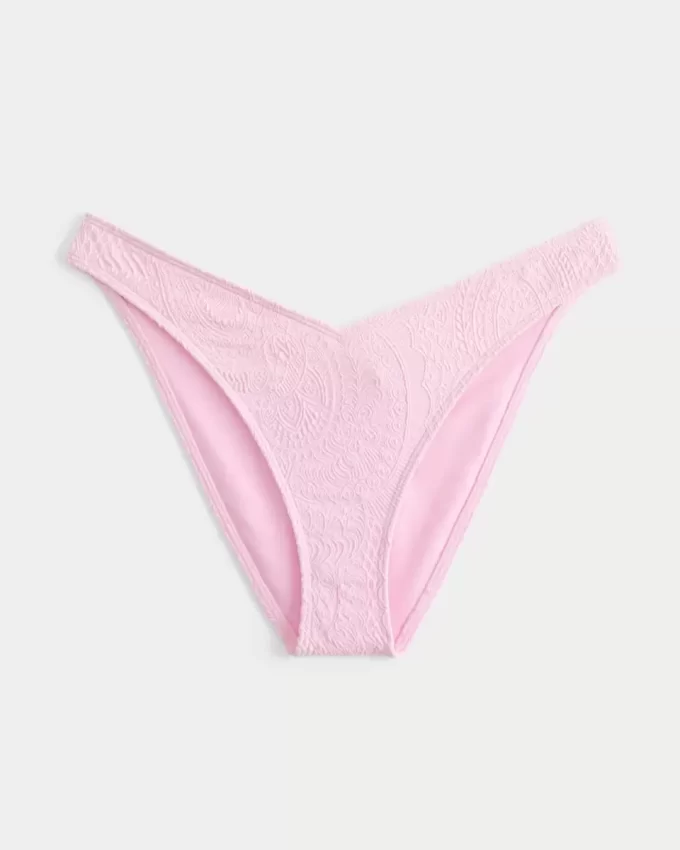 High-Leg V-Waist Jacquard Cheeky Bikini Bottom