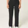 High-Rise Black Straight Jeans