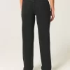 High-Rise Black Straight Jeans