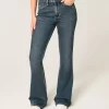 High-Rise Dark Wash Embroidered Florals Flare Jeans