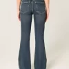 High-Rise Dark Wash Embroidered Florals Flare Jeans