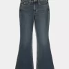 High-Rise Dark Wash Embroidered Florals Flare Jeans