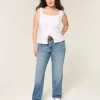 High-Rise Dark Wash Straight Jeans