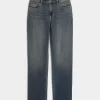 High-Rise Dark Wash Straight Jeans