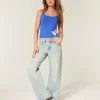 High-Rise Distressed Light Wash Baggy Jeans