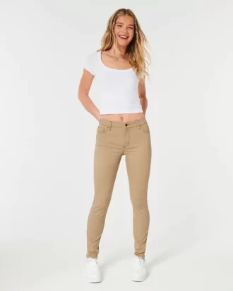 High-Rise Khaki Super Skinny Pants