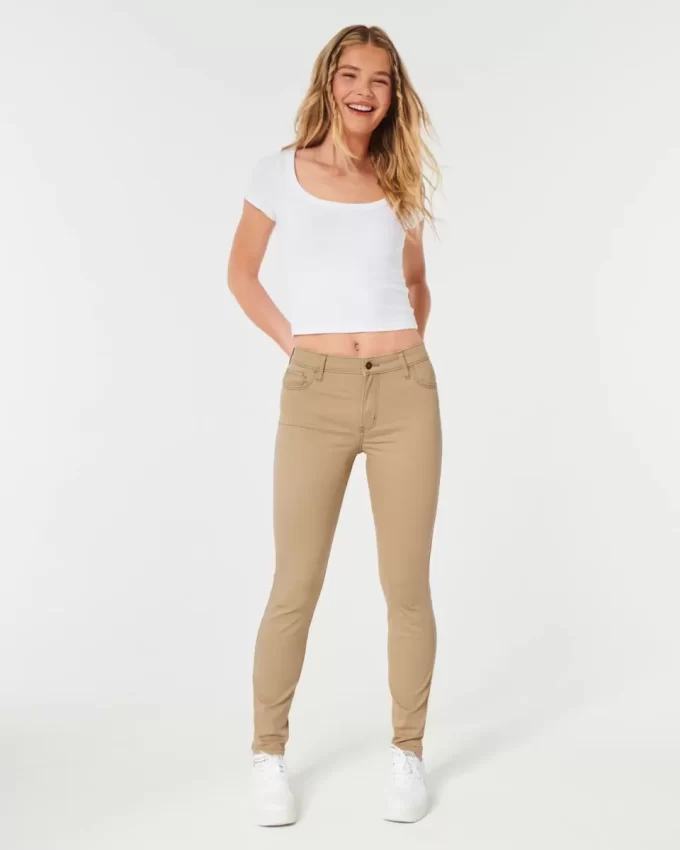 High-Rise Khaki Super Skinny Pants