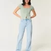 High-Rise Light Wash Dad Jeans