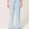 High-Rise Light Wash Heart Embroidered Flare Jeans