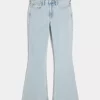 High-Rise Light Wash Heart Embroidered Flare Jeans