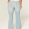 High-Rise Light Wash Star Pocket Flare Jeans