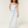 High-Rise Light Wash Straight Jeans