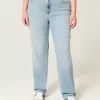 High-Rise Light Wash Straight Jeans