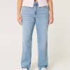 High-Rise Light Wash Straight Jeans