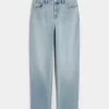 High-Rise Light Wash Straight Jeans