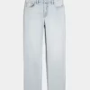 High-Rise Light Wash Straight Jeans