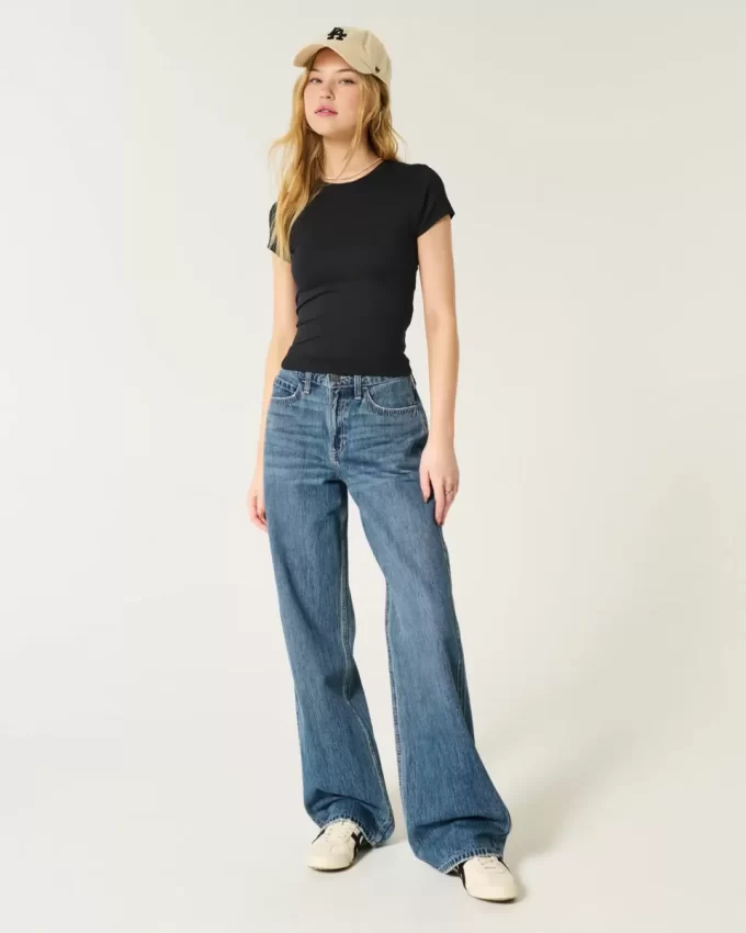 High-Rise Medium Wash Baggy Jeans