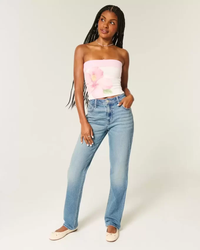 High-Rise Medium Wash Straight Jean
