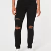 High-Rise Ripped Black Jean Leggings