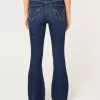 High-Rise Ripped Dark Wash Flare Jeans