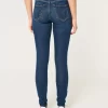 High-Rise Ripped Dark Wash Super Skinny Jeans