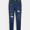 High-Rise Ripped Dark Wash Super Skinny Jeans