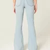 High-Rise Ripped Light Wash Flare Jeans