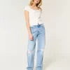 High-Rise Ripped Medium Wash Dad Jeans
