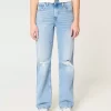 High-Rise Ripped Medium Wash Dad Jeans