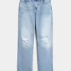High-Rise Ripped Medium Wash Dad Jeans