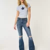 High-Rise Ripped Medium Wash Flare Jeans