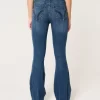 High-Rise Ripped Medium Wash Flare Jeans