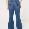 High-Rise Ripped Medium Wash Flare Jeans