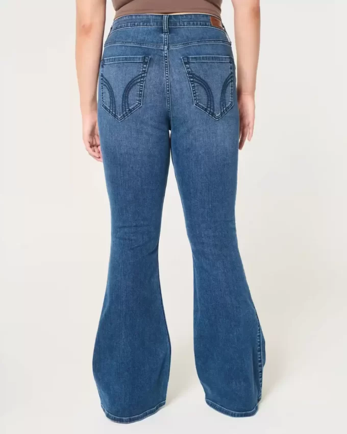 High-Rise Ripped Medium Wash Flare Jeans