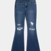 High-Rise Ripped Medium Wash Flare Jeans