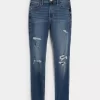 High-Rise Ripped Medium Wash Super Skinny Jeans
