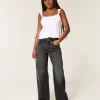 High-Rise Washed Black Baggy Jeans
