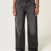 High-Rise Washed Black Baggy Jeans